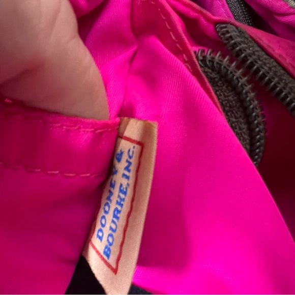 Dooney & Bourke Brown and Tan Striped Tote Bag with Leather Handles and Trim - Picture 13 of 15